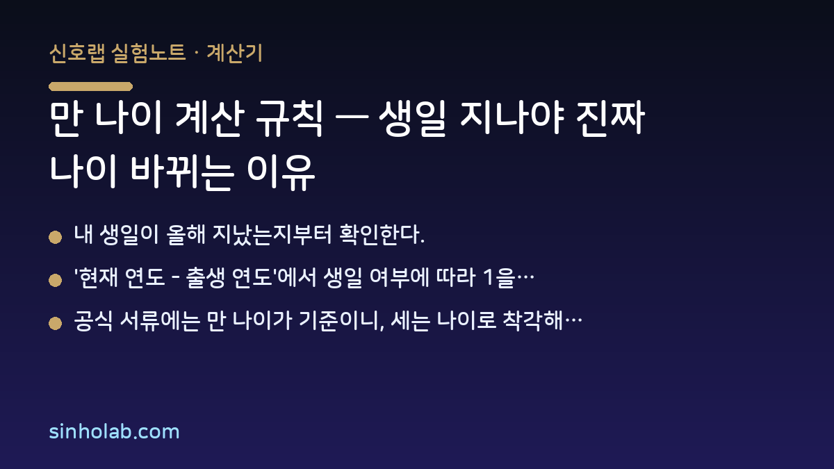 만 나이 계산 규칙 — 생일 지나야 진짜 나이 바뀌는 이유