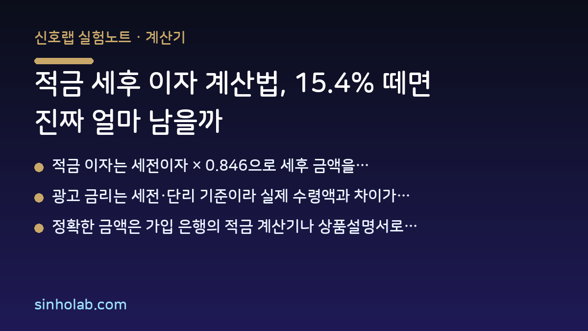 적금 세후 이자 계산법, 15.4% 떼면 진짜 얼마 남을까