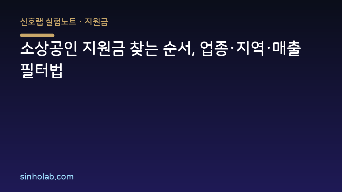 소상공인 지원금 찾는 순서, 업종·지역·매출 필터법