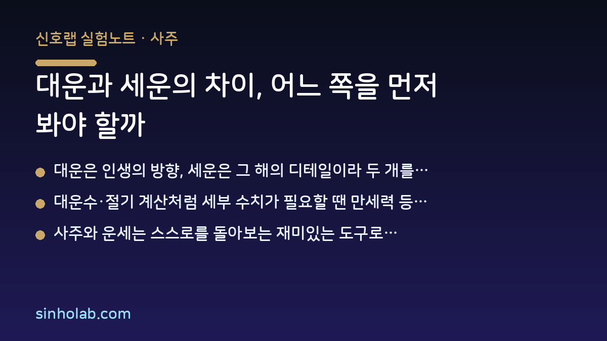대운과 세운의 차이, 어느 쪽을 먼저 봐야 할까