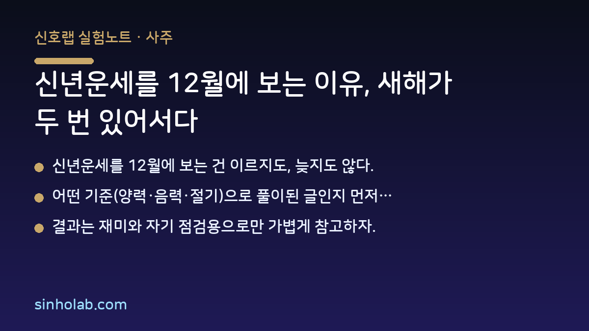 신년운세를 12월에 보는 이유, 새해가 두 번 있어서다