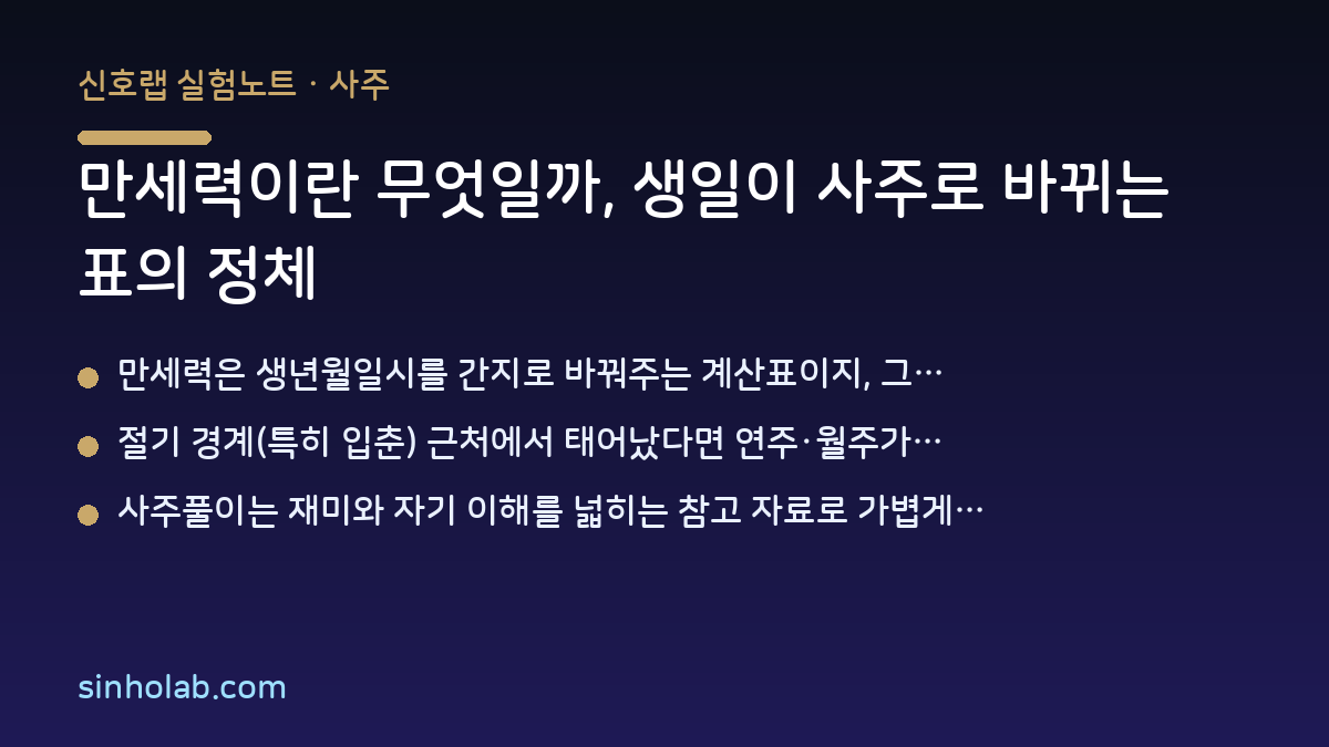 만세력이란 무엇일까, 생일이 사주로 바뀌는 표의 정체