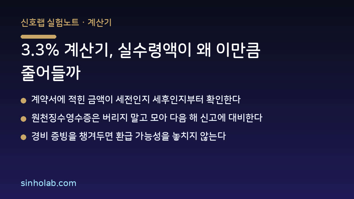 3.3% 계산기, 실수령액이 왜 이만큼 줄어들까