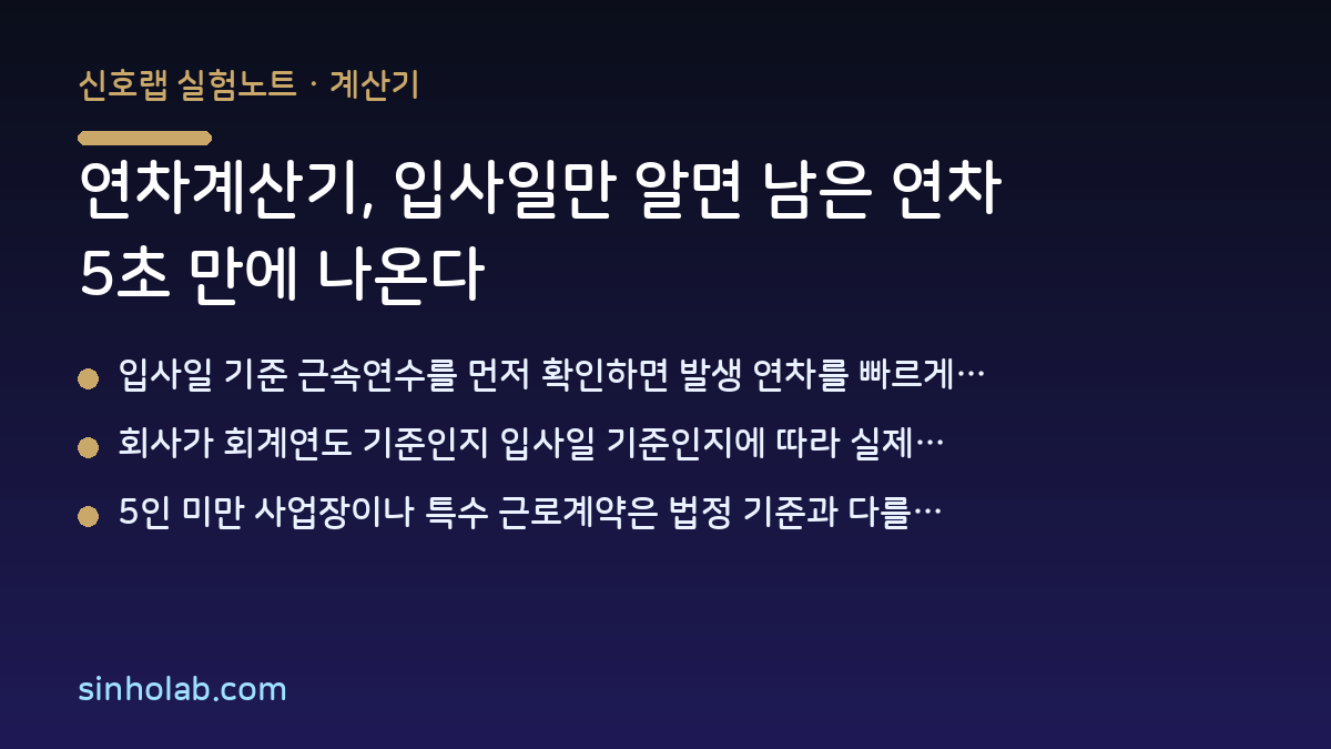 연차계산기, 입사일만 알면 남은 연차 5초 만에 나온다