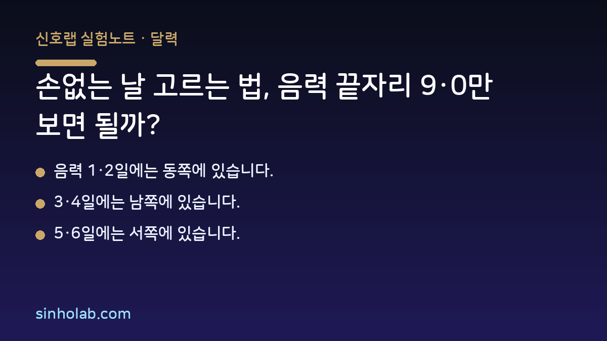 손없는 날 고르는 법, 음력 끝자리 9·0만 보면 될까?