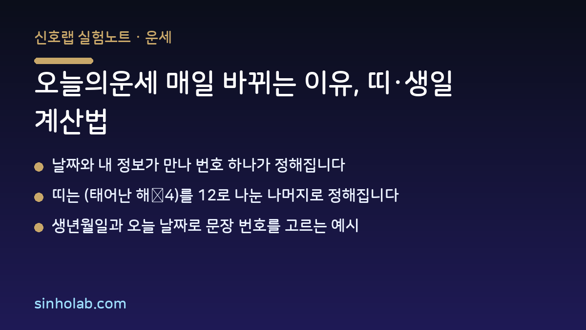오늘의운세 매일 바뀌는 이유, 띠·생일 계산법