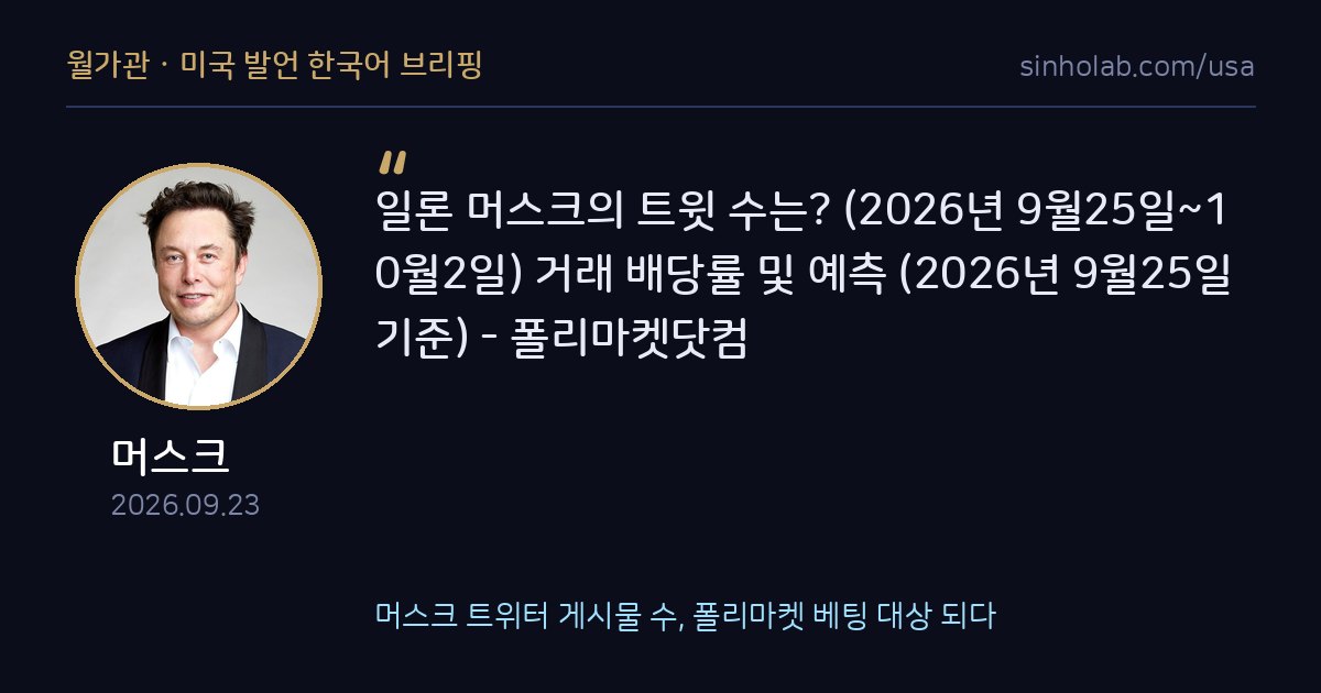 머스크 트위터 게시물 수, 폴리마켓 베팅 대상 되다